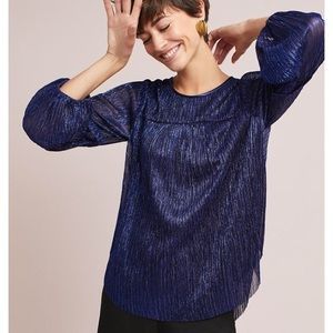 Moulinette Soeurs Anthropologie Blue Blouse